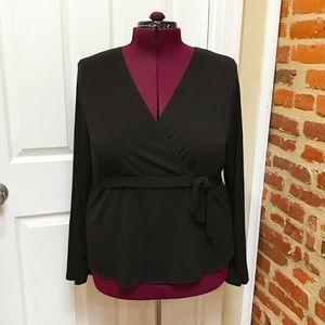 Self Love Faux Wrap Empire Waist V-neck Top
